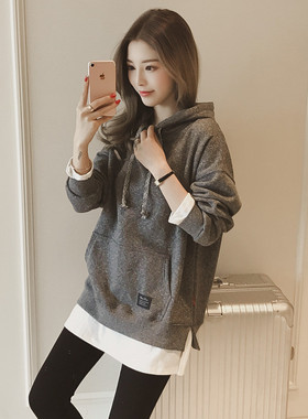 假两件连帽卫衣女autumn winter women hoodies sweaters jackets