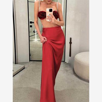 Redhigwaistkirlon红色