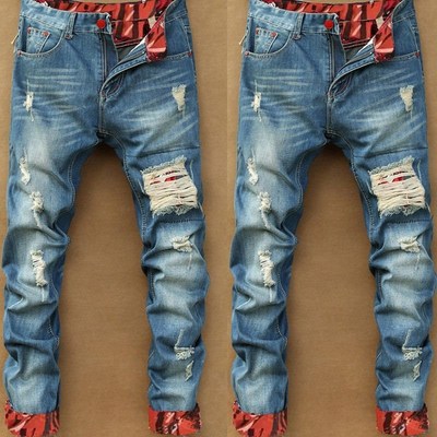 Men's shredded jeans are vintage Men's torn jeans and