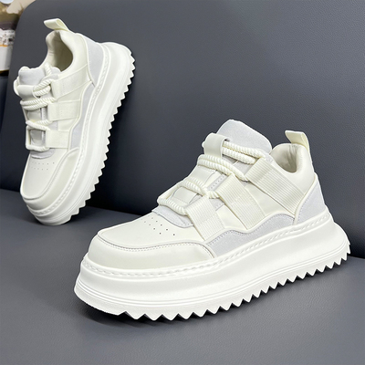 爆款欧货男鞋夏款2025新款英伦风中帮板鞋厚底增高鞋真皮百搭休闲