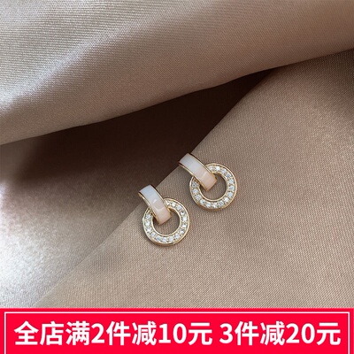 South Korean letter c circle earrings female s925 silver ne