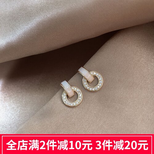 South Korean letter c circle earrings female s925 silver ne