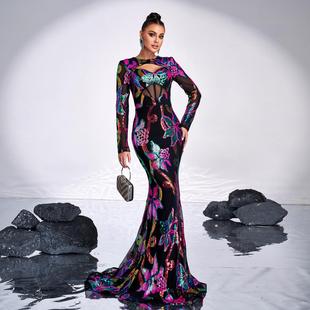 Gown Evening Birthday Formal Dress Floral Occasion Sequin