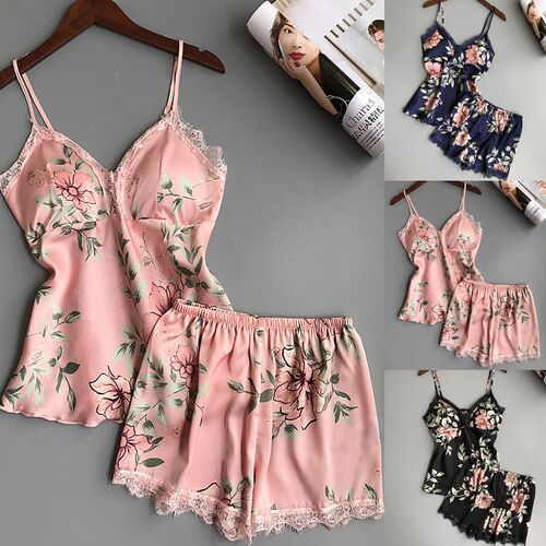 amas Sets Design Floral Print V-neck Suspenders Pajamas Sets