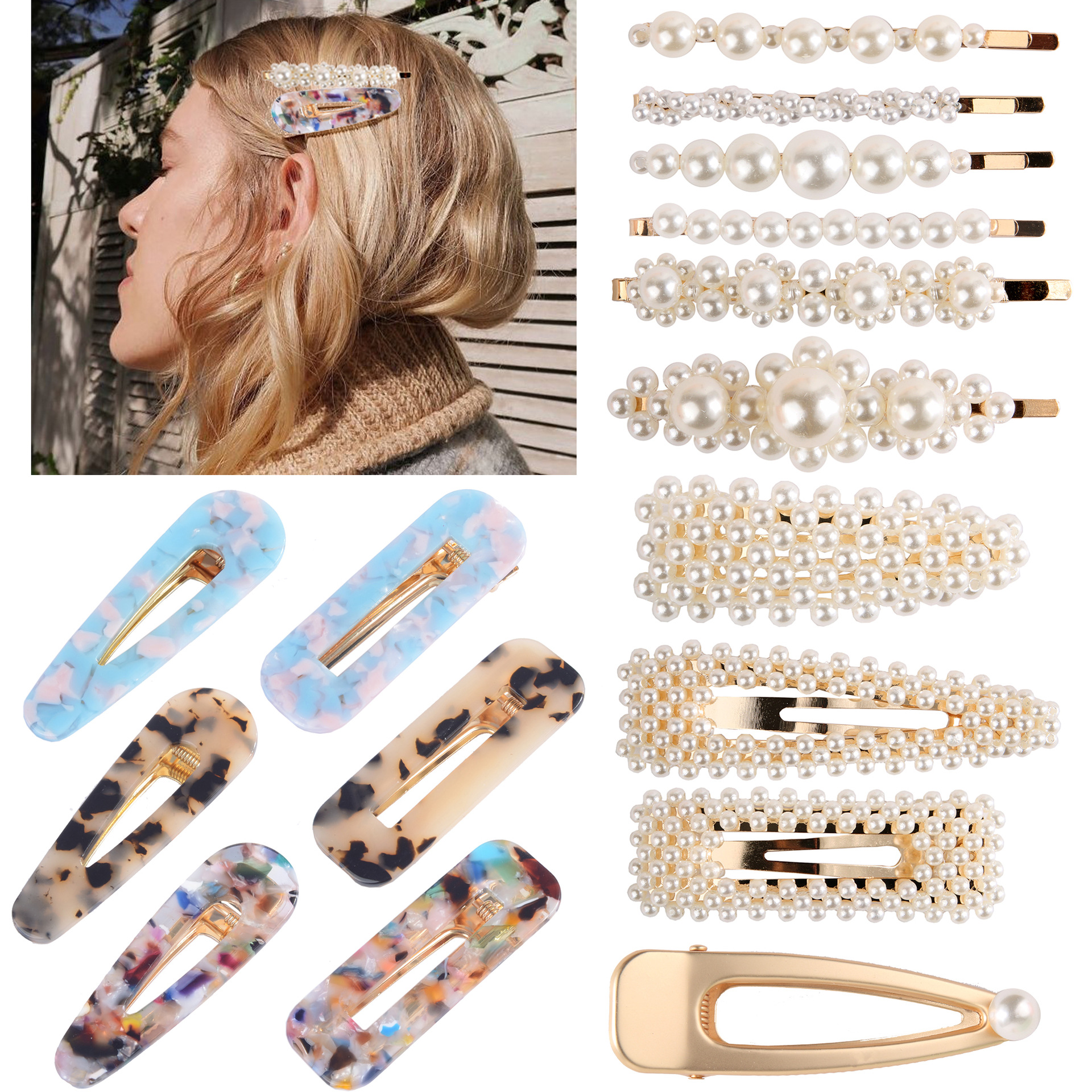 European and American Pearl Hairpin Set BB Clip Sweet Tempe