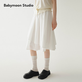 Babymoon 层次感不规则小众设计感A字白色半身裙2024新款裙子女夏