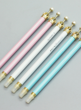 晨光中性笔学生用按动式可爱女44802皇冠金属笔杆水性签字笔0.5黑