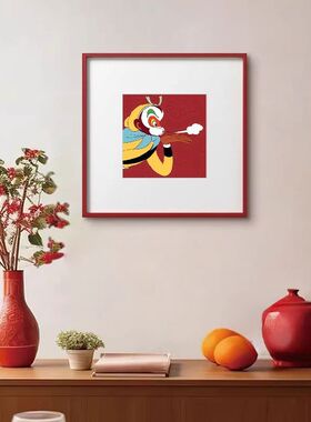 新款红色框孙悟空挂画外文版《西游记》绘本装饰画80后男卧室壁画