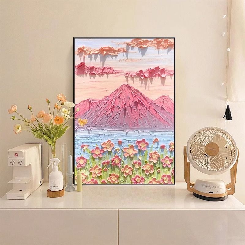 奶油风艺术肌理感花卉客厅沙发装饰画玄关ins挂画女孩卧室床头画图片