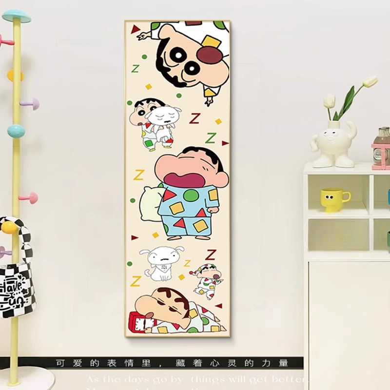 卡通动漫蜡笔小新儿童房装饰画玄关走廊过道挂画卧室房间墙面壁画图片