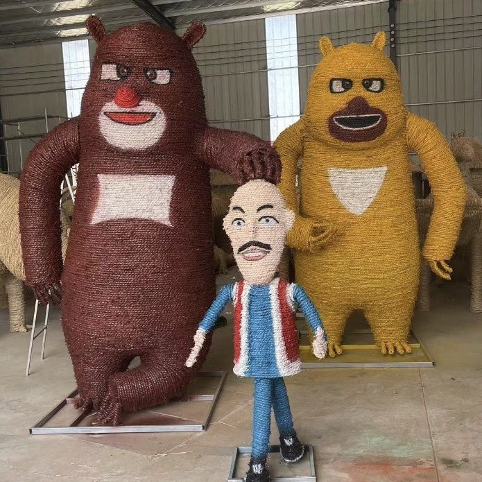 工艺品稻草稻草人粮仓农耕丰收谷仓人物雕塑卡通制作动物大型草编