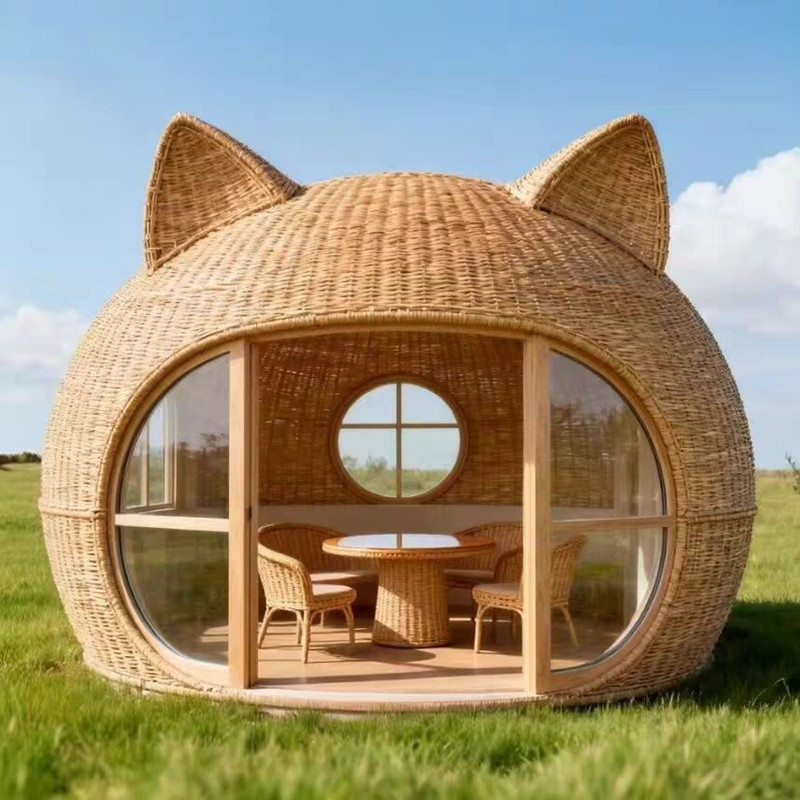户外景观艺术藤编动物造型小屋餐厅凉亭定制景区民宿美陈装饰品