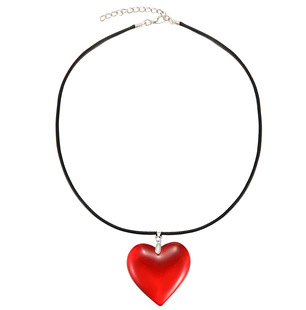 selling pendant heart shaped glass necklace hot 欧美项链 red