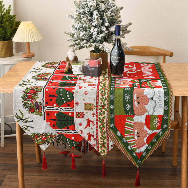 圣诞桌旗Christmas Knitted Fabric Tablecloth Table Flag party