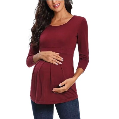 New Women's Pregnant Top Mid Sleeve Clothes Spring T-shirt