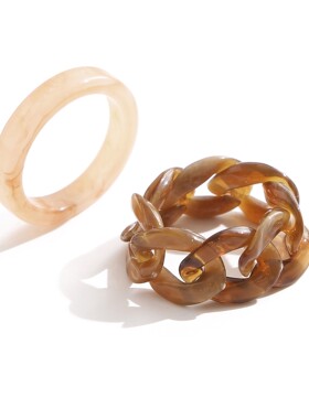 跨境亚克力戒指简约链条