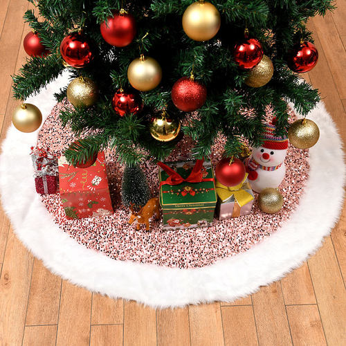 Long plush sequin fabric Christmas tree Skirt bottom apron