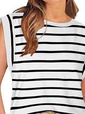 T恤woman Fashion top sleeves summer vest basic shirt casual