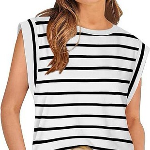 sleeves summer vest T恤woman shirt top basic casual Fashion