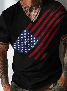 New men's loose V-neck T-shirt quick drying sports top man衣