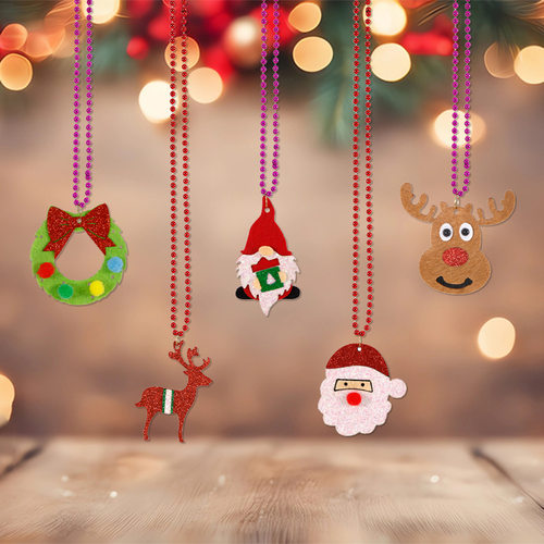 Christmas Decorations Elk Snowman Necklace Children's party