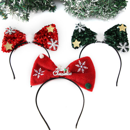 发箍Christmas hairband children's cute sequins bow headband