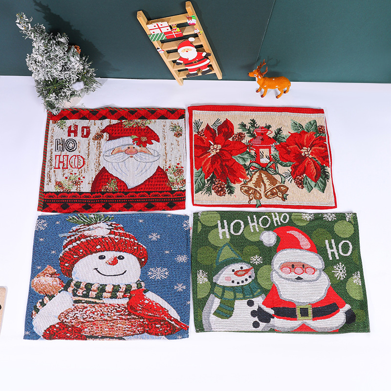 Knitted fabric Christmas snowman cartoon figurine table pad