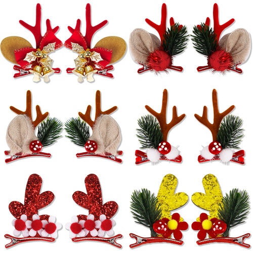夹 Christmas hair clip party decoration hairpin gift Antlers