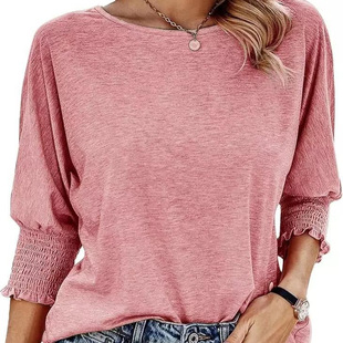 Women T-shirt Summer Loose Cuffs Pulling Spring Autumn Tops