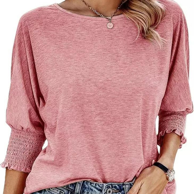 Women T-shirt Summer Loose Cuffs Pulling Spring Autumn Tops