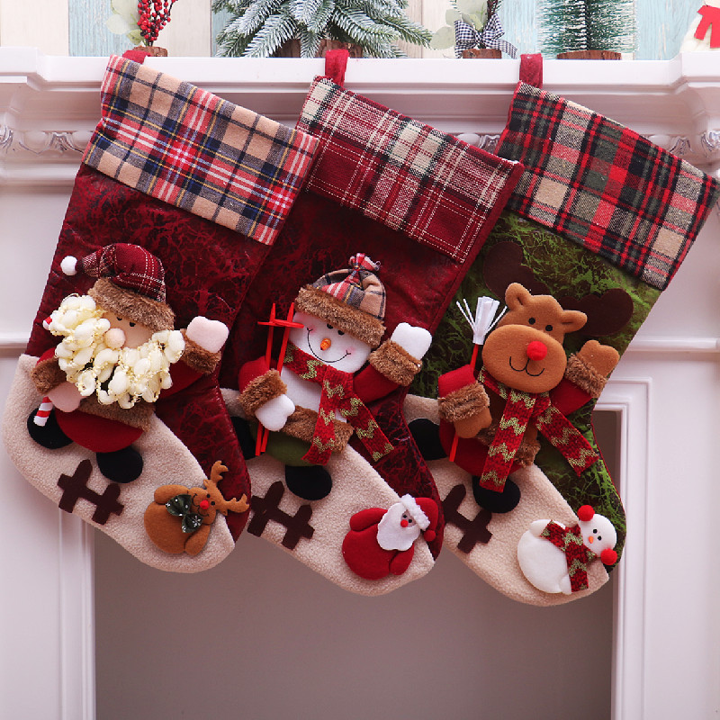 Christmas snowman Santa Claus socks Cute gift candy bags 袜