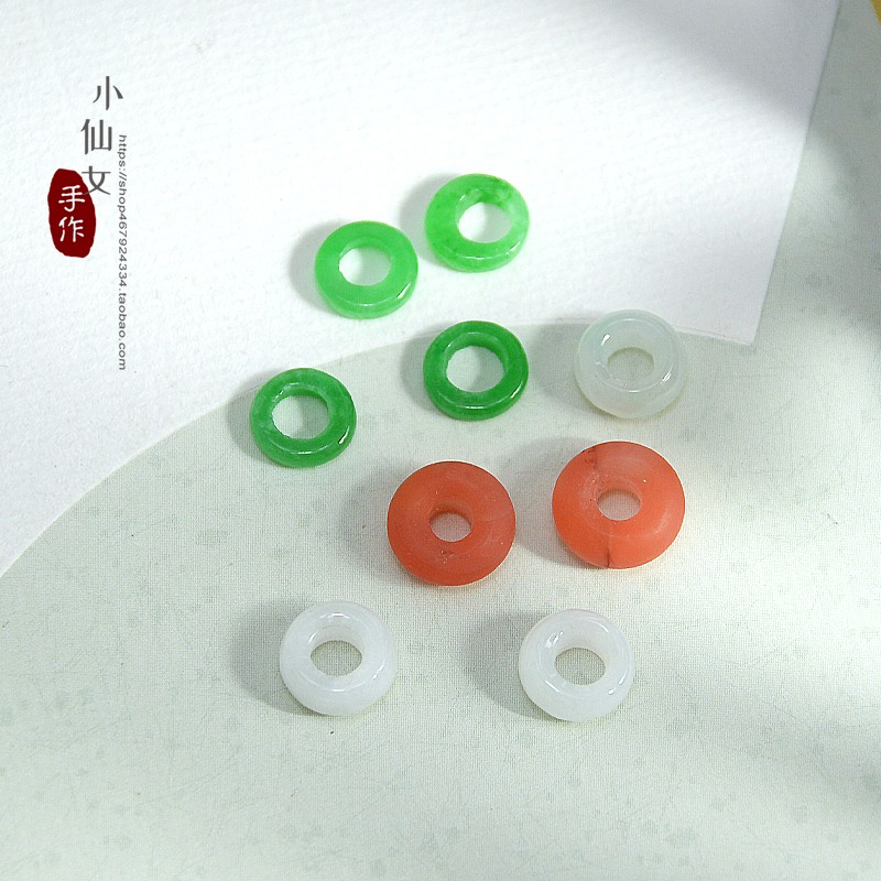 玉石平安扣南红色翡翠干青娃娃禁步挂饰手链扣diy饰品配件古风材