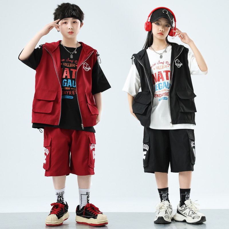 六一儿童街舞演出服女童爵士舞嘻哈男童hiphop潮服架子鼓表演马甲,童装/婴儿装/亲子装,儿童演出服,淘宝优惠券,粉丝福利购,淘宝优惠卷
