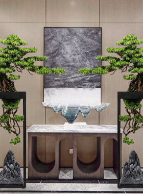 新中式仿真树招财店面