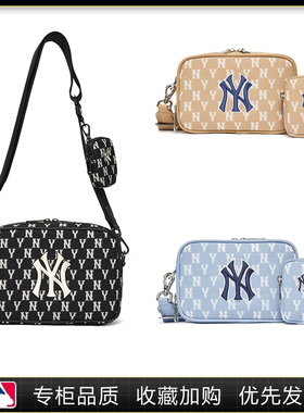韩国新款复古老花单肩斜挎包NY男女包包洋基队时尚休闲背包相机包