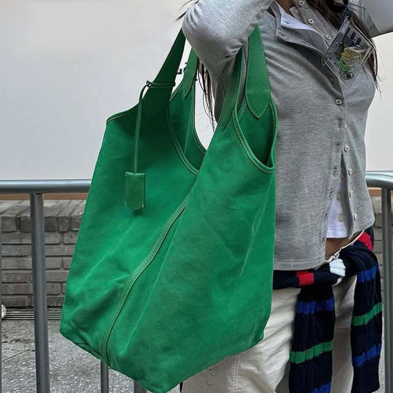 清仓 小众设计款慵懒风帆布手提单肩包大容量托特包包女包个性