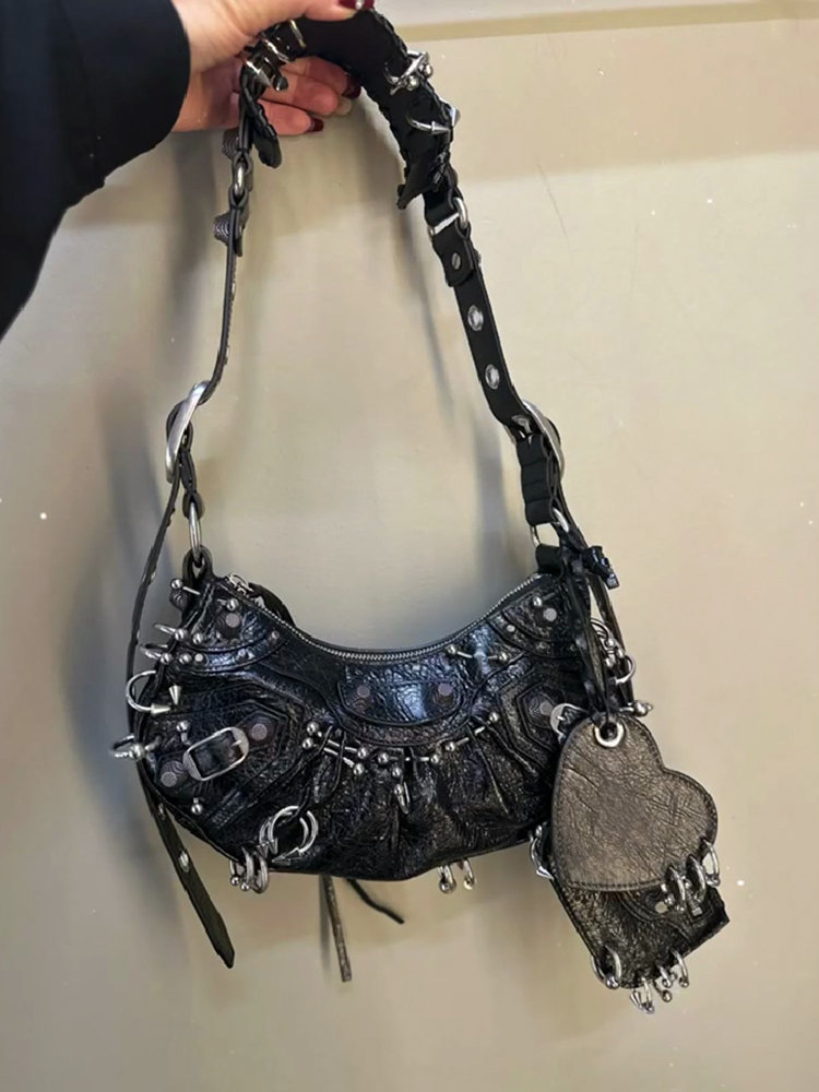 ins网红重工机车包包斜挎女包