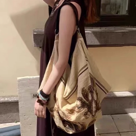 小众女包2026新款休闲波嬉风慵懒印花包大容量单肩包百搭腋下包包