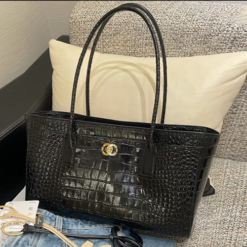 网红博主同款小香风鳄鱼纹托特包女大容量通勤手提包时尚单肩包包