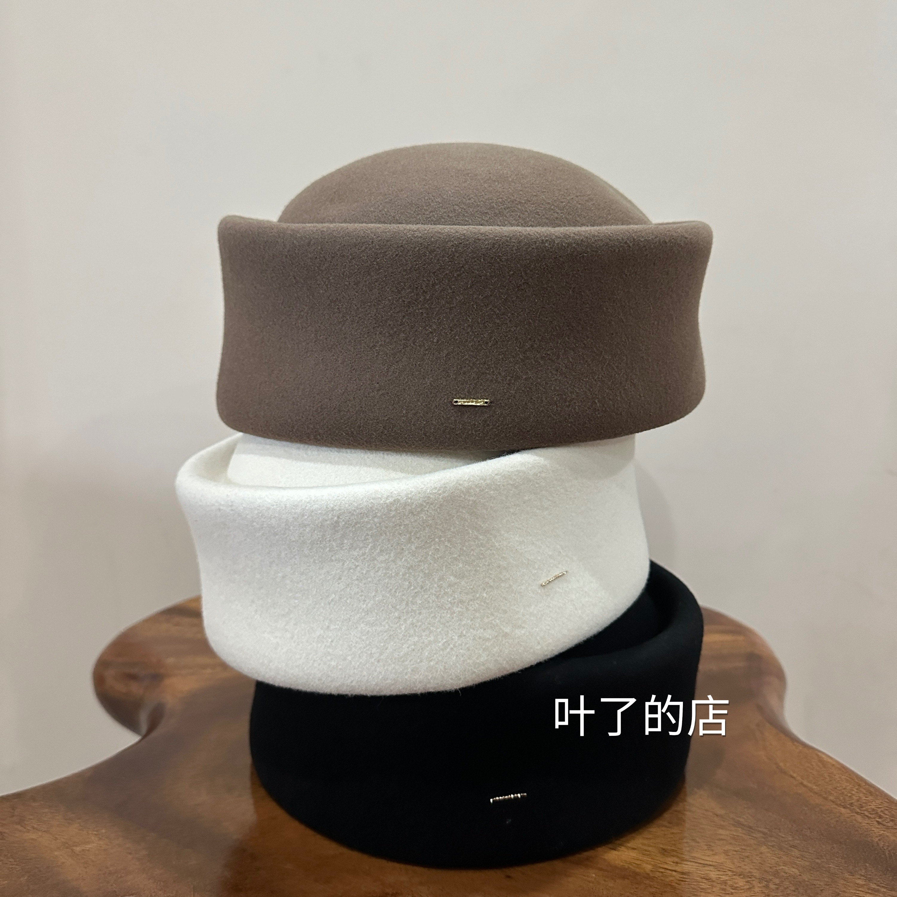 进口羊毛呢 秋冬高级感羊毛呢盆帽女贝雷帽法式赫本风复古小礼帽