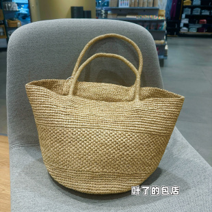 单肩包法式简约草编包度假沙滩包手工编织拉菲草包女出游手提包
