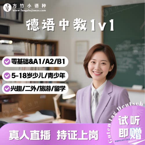 【德语中教】一对一真人在线直播课 德语词汇语法德福歌德1V1备考