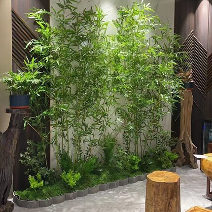 仿真人造假竹子环保隔断屏风竹子酒店客厅装饰细水竹毛竹塑料绿植
