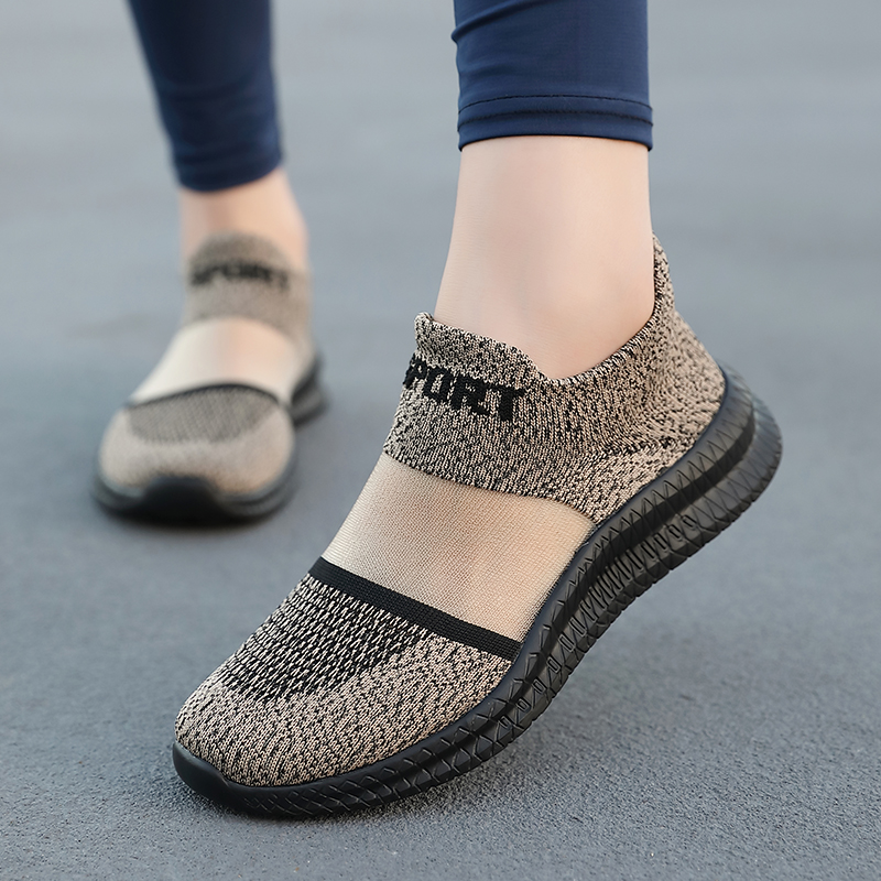 透气妈妈鞋一脚蹬布鞋中老年