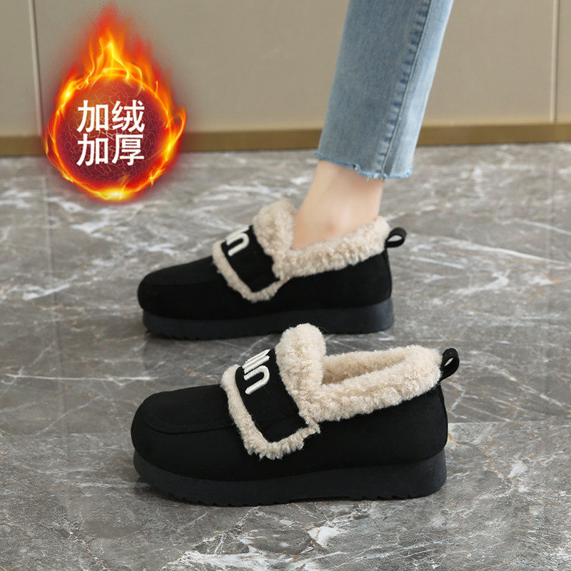 老北京棉鞋女冬季保暖黑色防滑工作鞋一脚蹬毛毛豆豆鞋加绒妈妈鞋,女鞋,棉鞋,淘宝优惠券,粉丝福利购,淘宝优惠卷