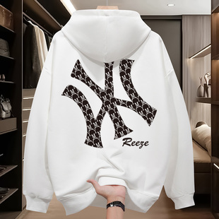 【奥莱精选】美式连帽卫衣男款青年新款高级感外套休闲上衣潮印花