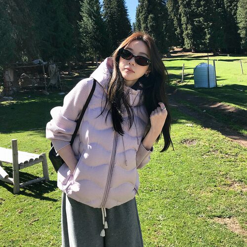 2026张贝贝ibell压胶直冲蓬松减龄保暖针织拼接轻羽绒棉服外套女