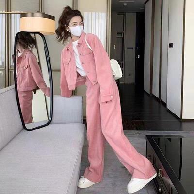 大码胖mm运动套装女春秋季新款潮流时尚外套阔腿裤舒适休闲两件套