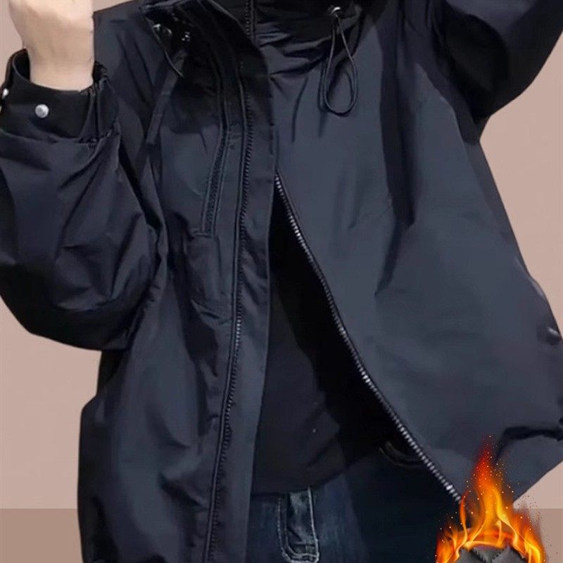 2025秋冬季新款女士短外套加绒加厚爆款冲锋衣小个子大码女装棉服