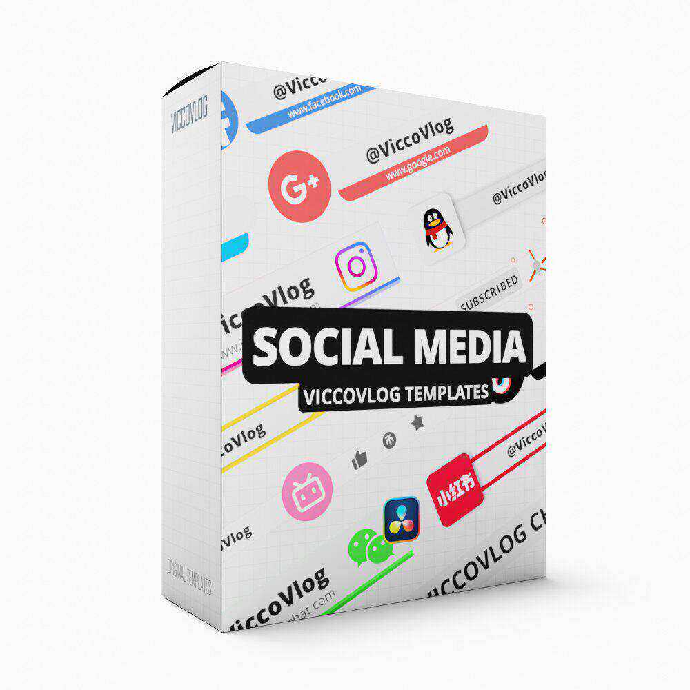ViccoVlog 达芬奇原创 社交媒体动画模板 SocialMedia Templates - 实物图